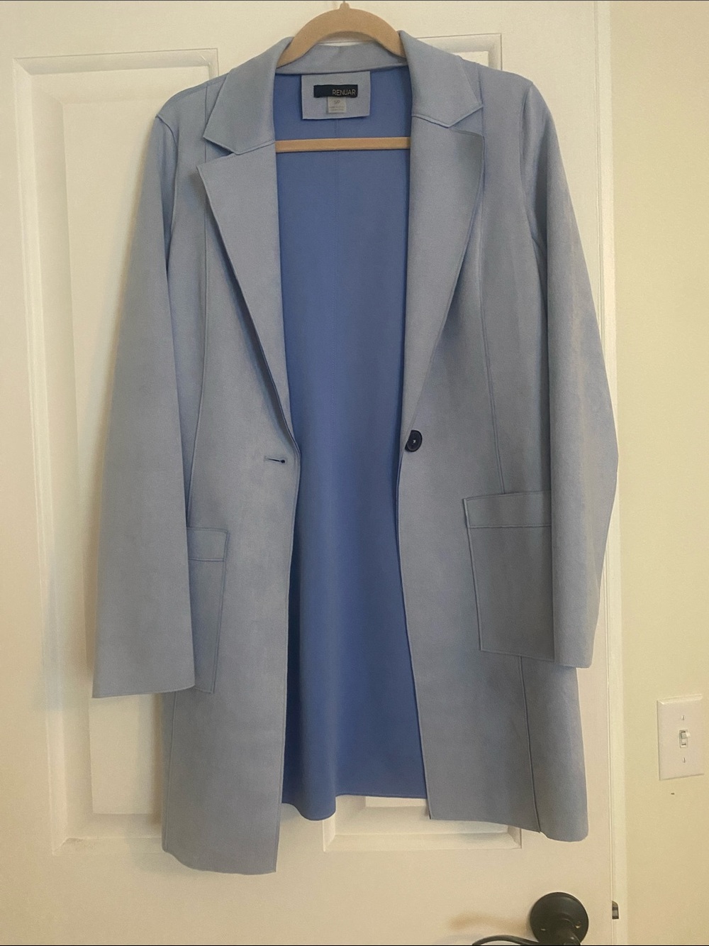 Renuar Powder Blue Single-Button Trench Coat